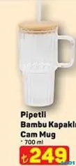PİPETLİ BAMBU KAPAKLI CAM MUG 700 ML fiyat ve kampanya bilgisi